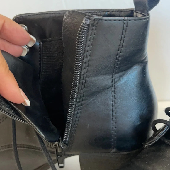 Soda Y2k Combat Lace Up Zip Block Heel Ankle Boots size 6 1/2 - Picture 5 of 16